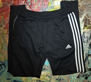 Adidas Kids Black Joggers with White Stripes